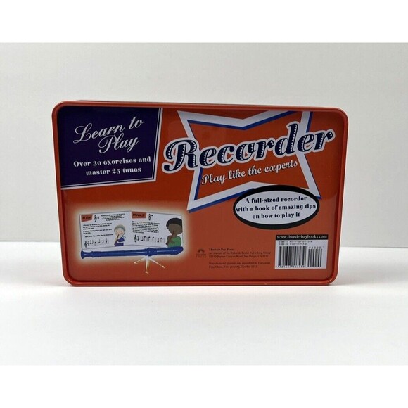 Learn To Play Recorder Book with Full Size Recorder  In Collectible Tin - Picture 3 of 11